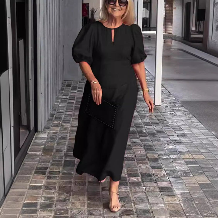 Elegantes Midikleid mit Puffärmeln für Damen – Schmeichelnde Silhouette für zeitlosen Stil