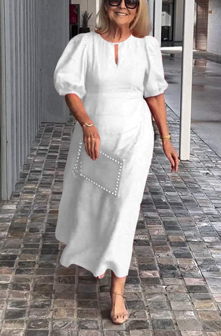 Elegantes Midikleid mit Puffärmeln für Damen – Schmeichelnde Silhouette für zeitlosen Stil