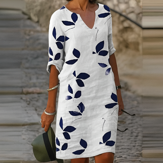 Sommerkleid Damen Regular Fit Freizeit Blattmuster