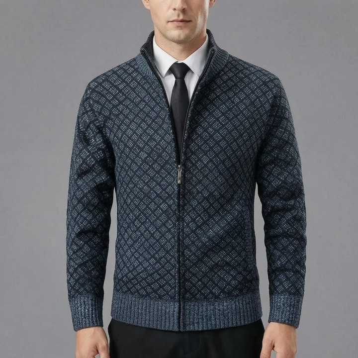 James | Herren Strickjacke mit Reißverschluss und hohem Kragen