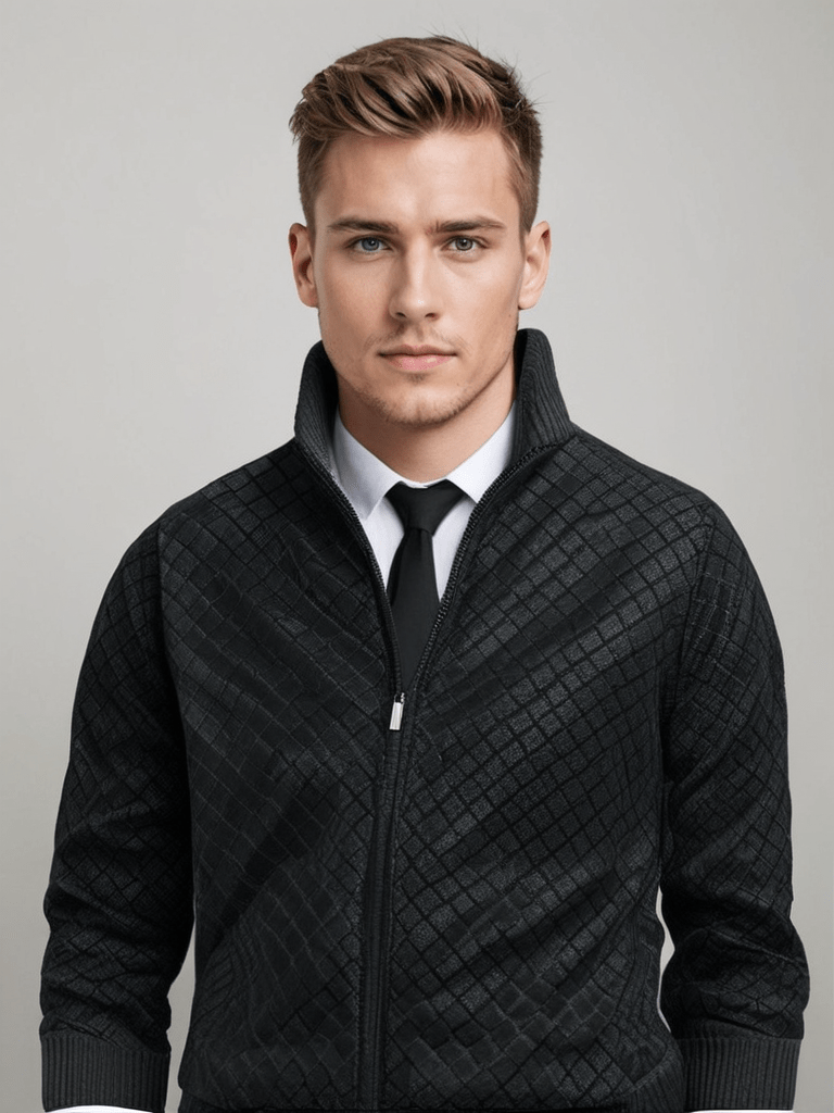 James | Herren Strickjacke mit Reißverschluss und hohem Kragen