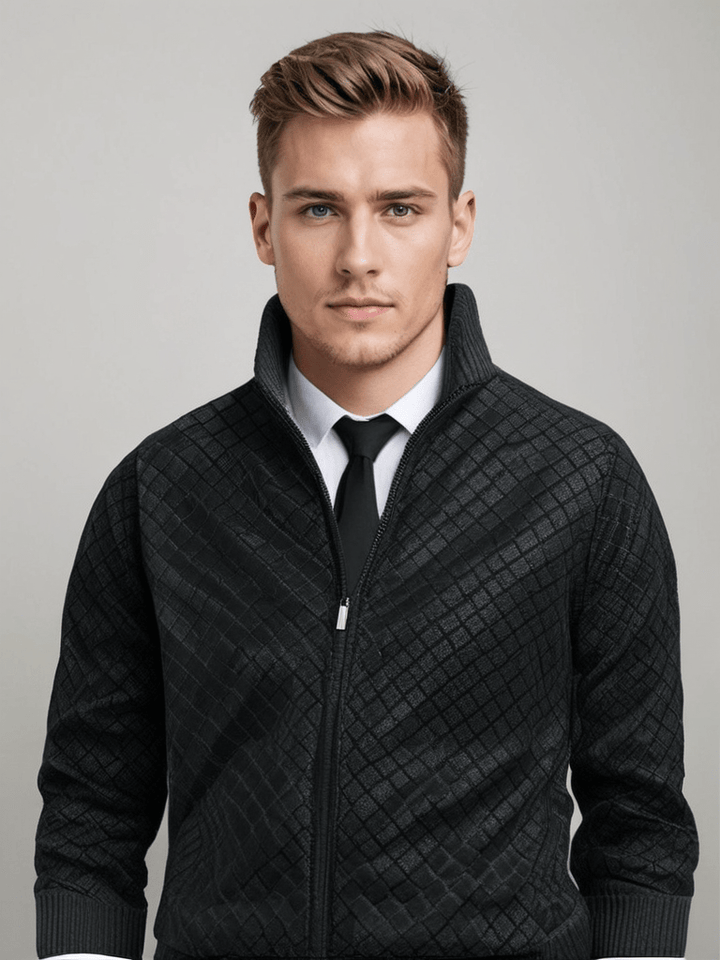 James | Herren Strickjacke mit Reißverschluss und hohem Kragen