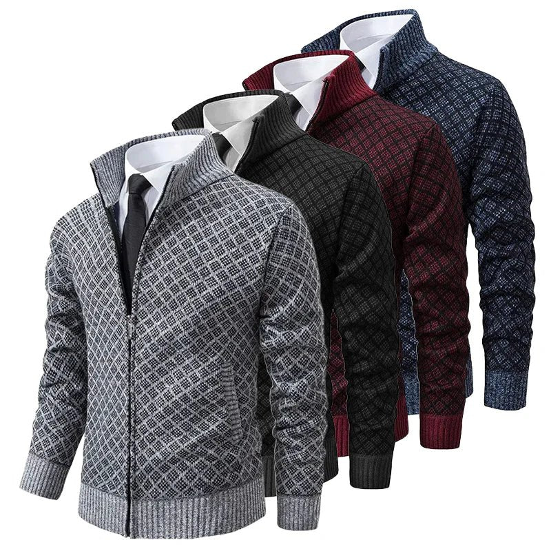 James | Herren Strickjacke mit Reißverschluss und hohem Kragen