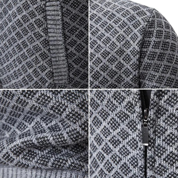 James | Herren Strickjacke mit Reißverschluss und hohem Kragen