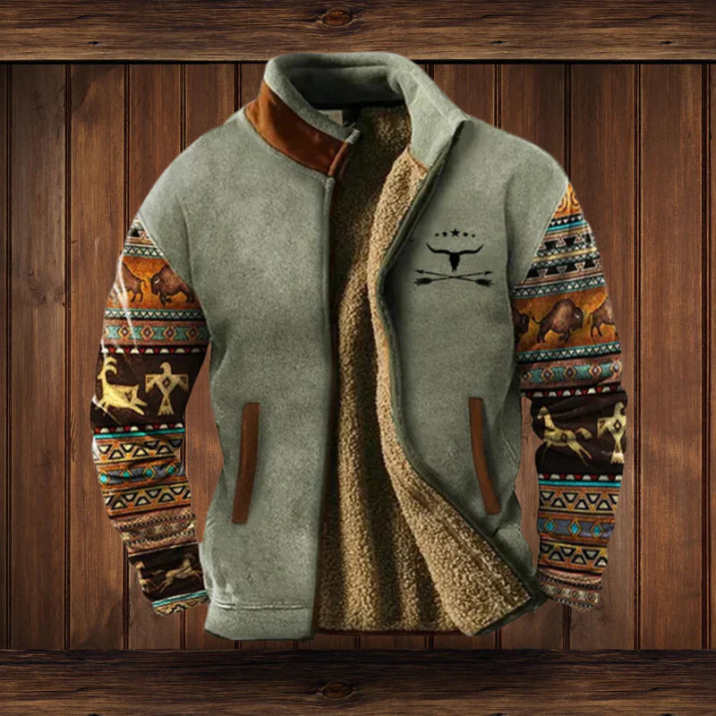 Herren Warme Teddy-Weste mit Reißverschluss und Vintage-Design