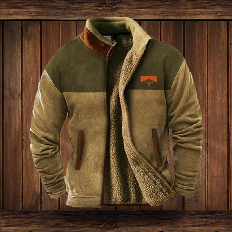 Herren Warme Teddy-Weste mit Reißverschluss und Vintage-Design