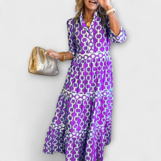 Juliette | Elegante Kleider Damen Midi-Kleid mit Kettenmuster | Vielseitiges Design für Stil und Komfort