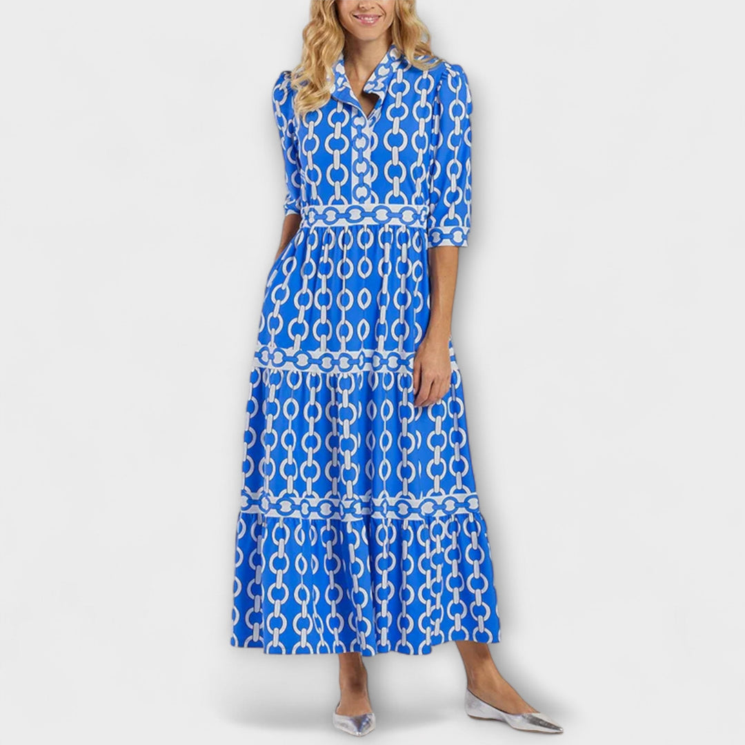 Juliette | Elegante Kleider Damen Midi-Kleid mit Kettenmuster | Vielseitiges Design für Stil und Komfort