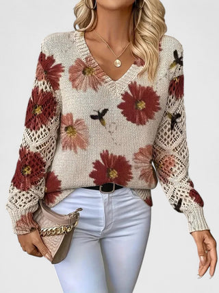 Kathleen | Florale Offene Strickjacke
