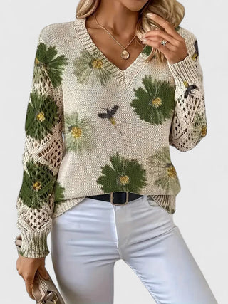 Kathleen | Florale Offene Strickjacke