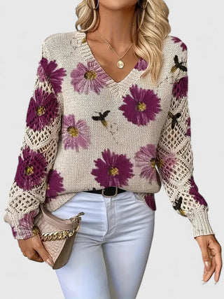 Kathleen | Florale Offene Strickjacke