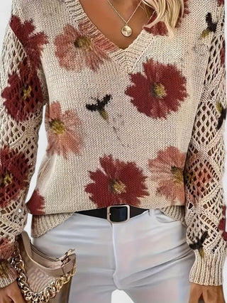 Kathleen | Florale Offene Strickjacke