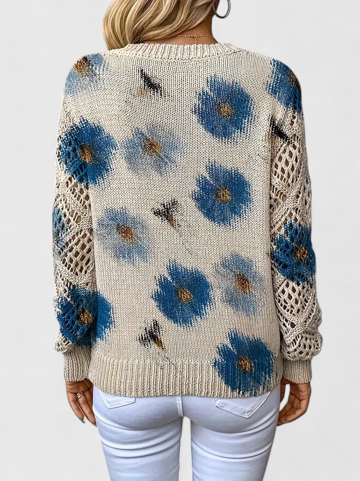 Kathleen | Florale Offene Strickjacke