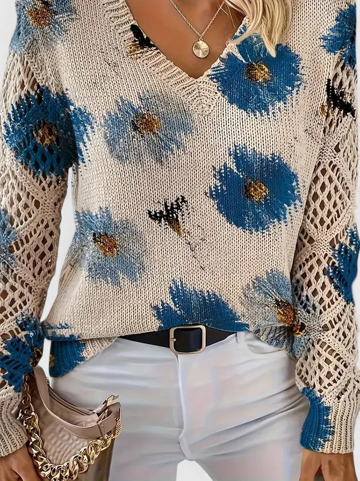 Kathleen | Florale Offene Strickjacke