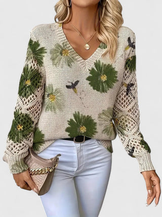Kathleen | Florale Offene Strickjacke