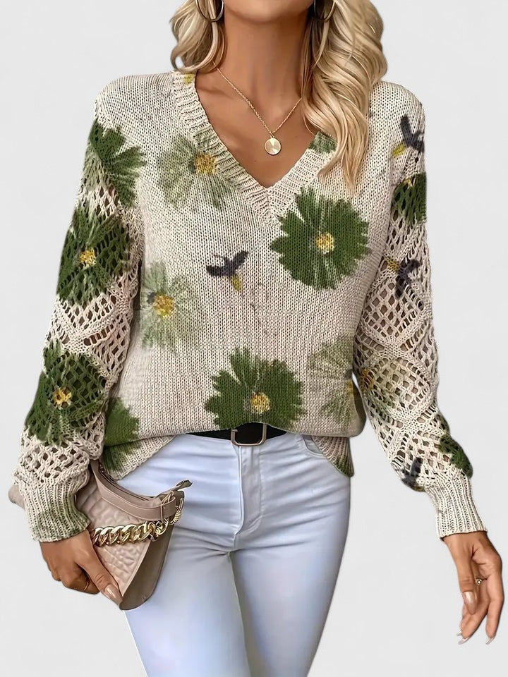 Kathleen | Florale Offene Strickjacke