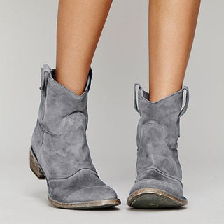 Damen Stiefeletten in Wildlederoptik mit Blockabsatz