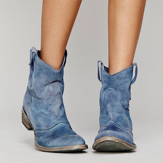 Damen Stiefeletten in Wildlederoptik mit Blockabsatz