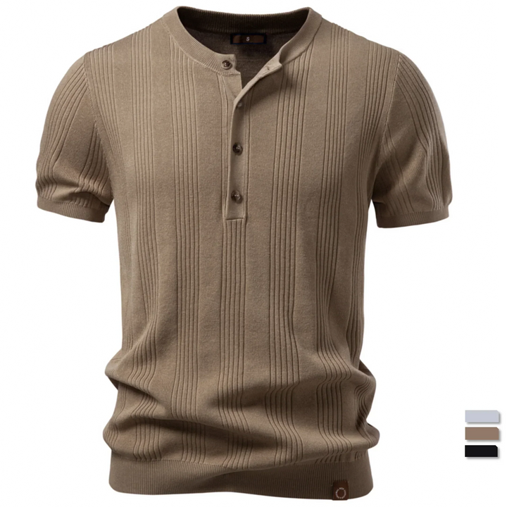 Kron | Geripptes Henley-Polo
