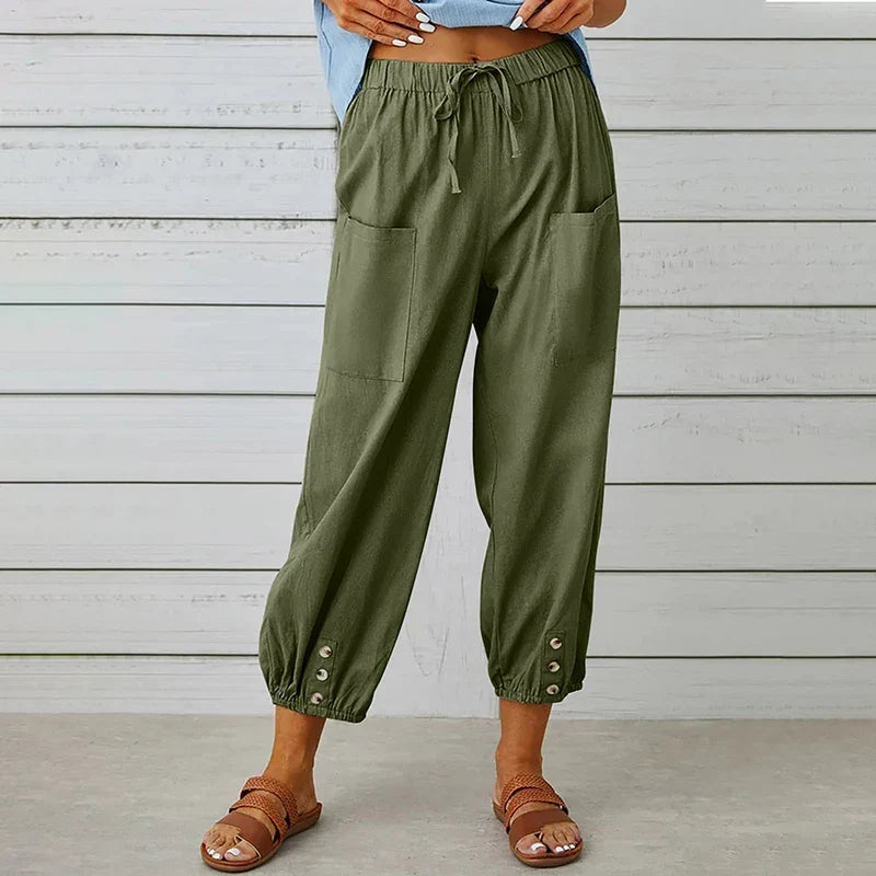 Damenhose Relaxed Fit Casual mit Taillenknoten und maritimem Stil