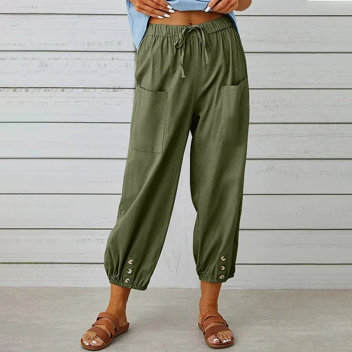 Damenhose Relaxed Fit Casual mit Taillenknoten und maritimem Stil