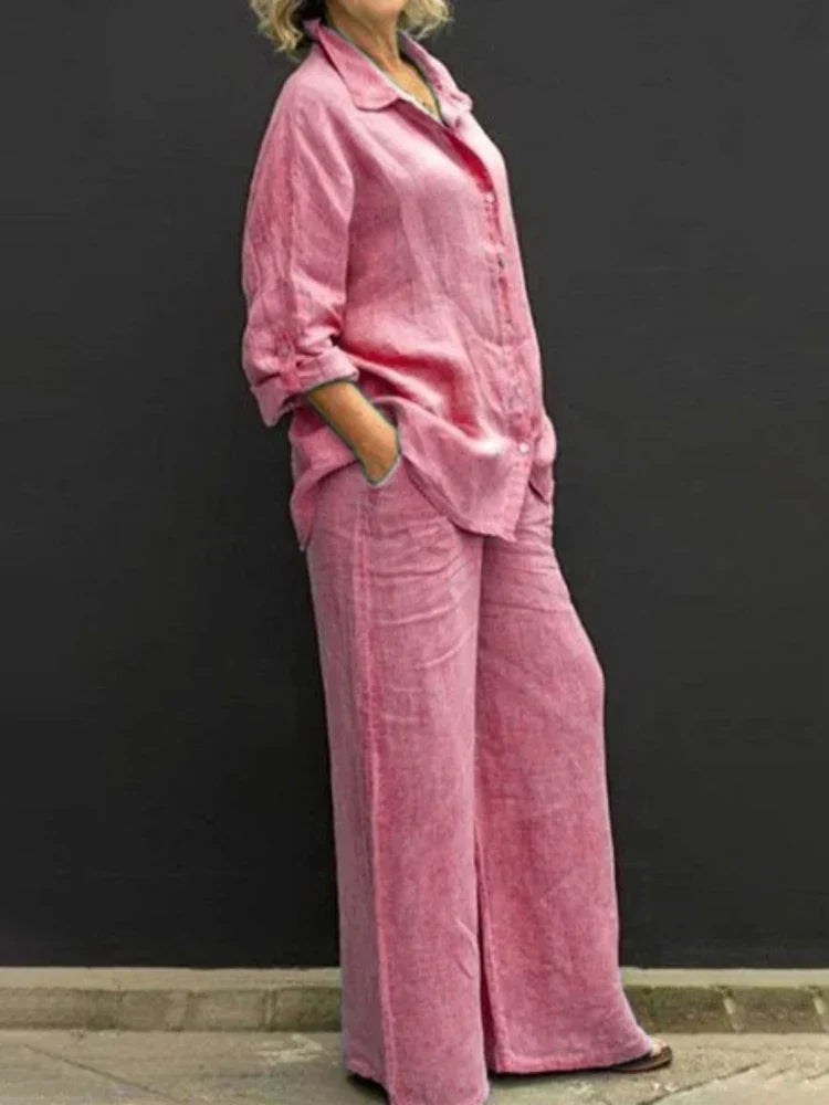 LUNA | Vintage Leinen Zweiteiliges Set für Damen