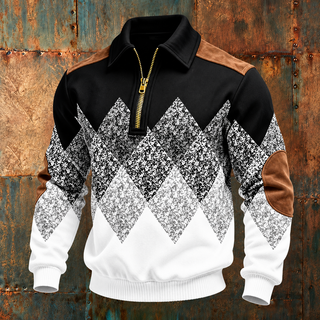 Zanik | Geometrischer Pullover mit halbem Reißverschluss