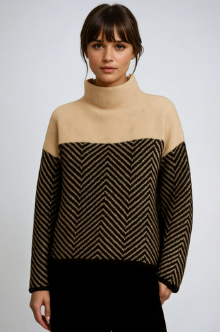 Halle | Chevron-Trichterkragenpullover