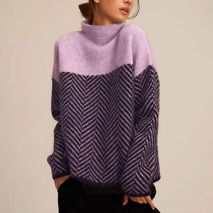 Halle | Chevron-Trichterkragenpullover