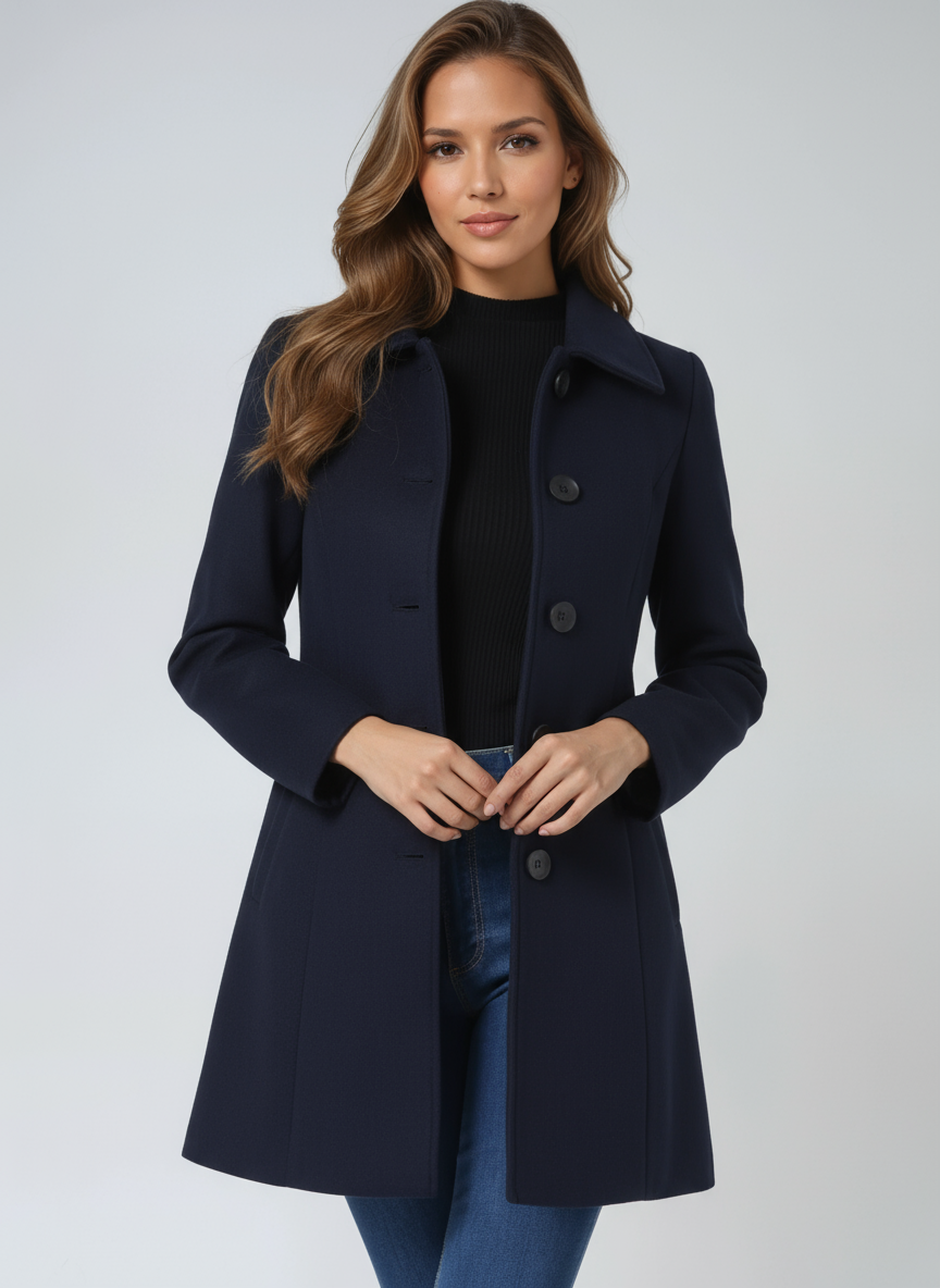Winter-Trenchcoats für Frauen mit Einfachknopf