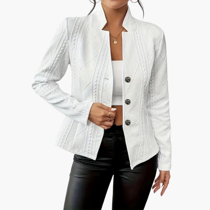 Damen Blazer Regular Fit Business mit Reverskragen und Knopfverschluss