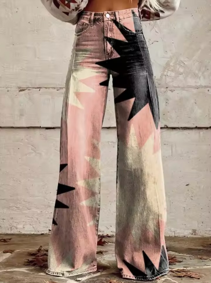 Elora | Trendige Hose mit Buntem Vogeldruck