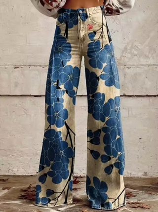 Elora | Trendige Hose mit Buntem Vogeldruck