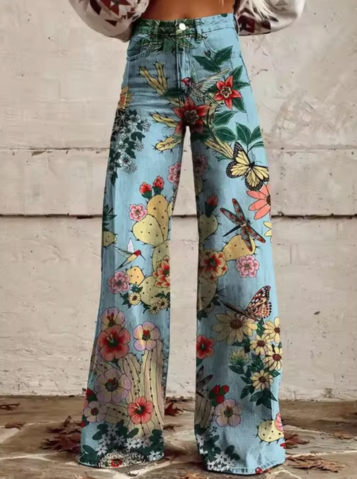 Elora | Trendige Hose mit Buntem Vogeldruck