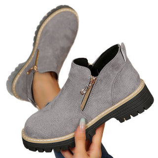 Stiefeletten für Damen mit seitlichem Reißverschluss und grober Sohle