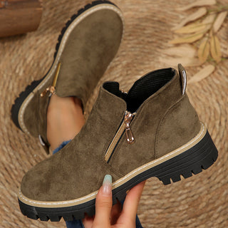 Stiefeletten für Damen mit seitlichem Reißverschluss und grober Sohle