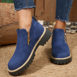 Stiefeletten für Damen mit seitlichem Reißverschluss und grober Sohle