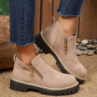 Stiefeletten für Damen mit seitlichem Reißverschluss und grober Sohle
