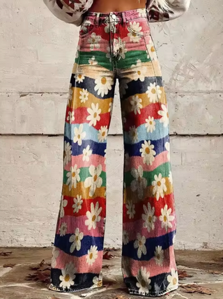 Elora | Trendige Hose mit Buntem Vogeldruck