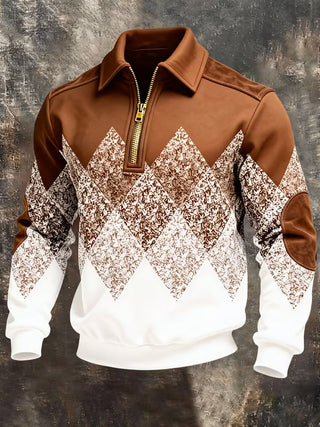 Zanik | Geometrischer Pullover mit halbem Reißverschluss