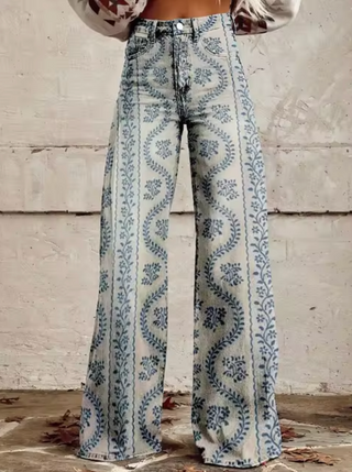 Elora | Trendige Hose mit Buntem Vogeldruck