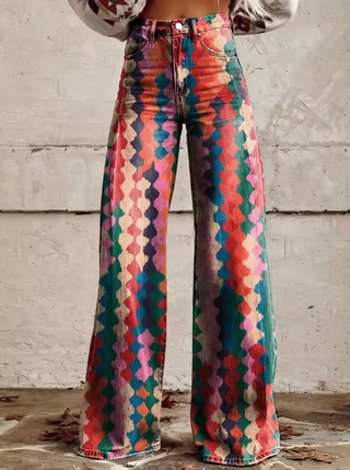 Elora | Trendige Hose mit Buntem Vogeldruck