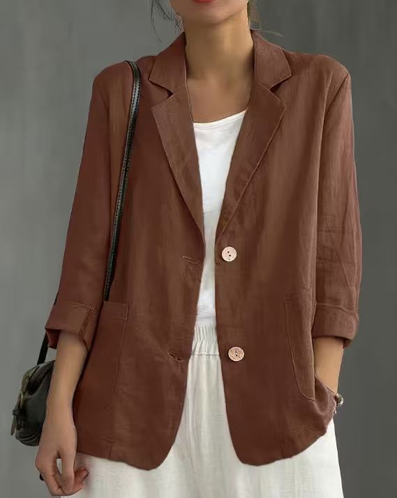 Blazer Damen Elegant &amp; Leicht Kurzarm Jacke