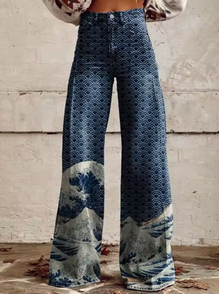 Elora | Trendige Hose mit Buntem Vogeldruck