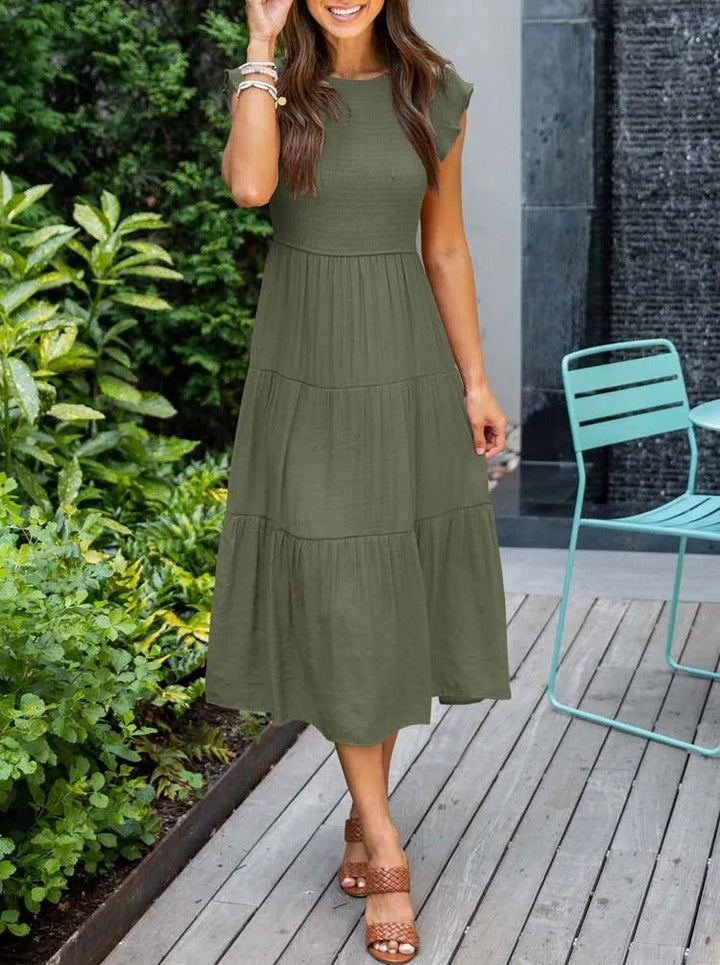 Sommerkleid Damen Regular Fit Freizeit mit Rüschendetails und Taschen