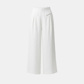 Helle Damen Hose mit hohem Bund, weitem Bein und Taschen für entspannte Momente