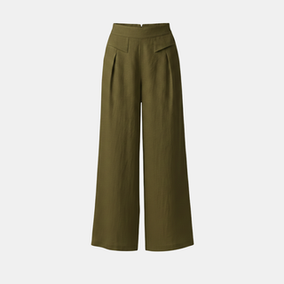 Helle Damen Hose mit hohem Bund, weitem Bein und Taschen für entspannte Momente