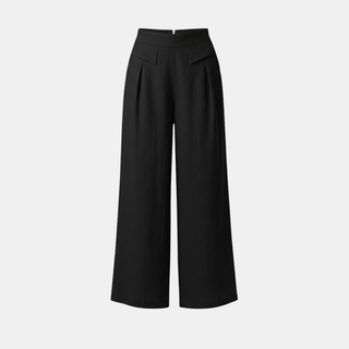 Helle Damen Hose mit hohem Bund, weitem Bein und Taschen für entspannte Momente