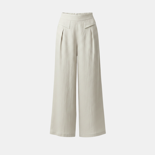 Helle Damen Hose mit hohem Bund, weitem Bein und Taschen für entspannte Momente