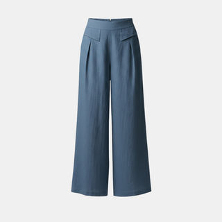 Helle Damen Hose mit hohem Bund, weitem Bein und Taschen für entspannte Momente